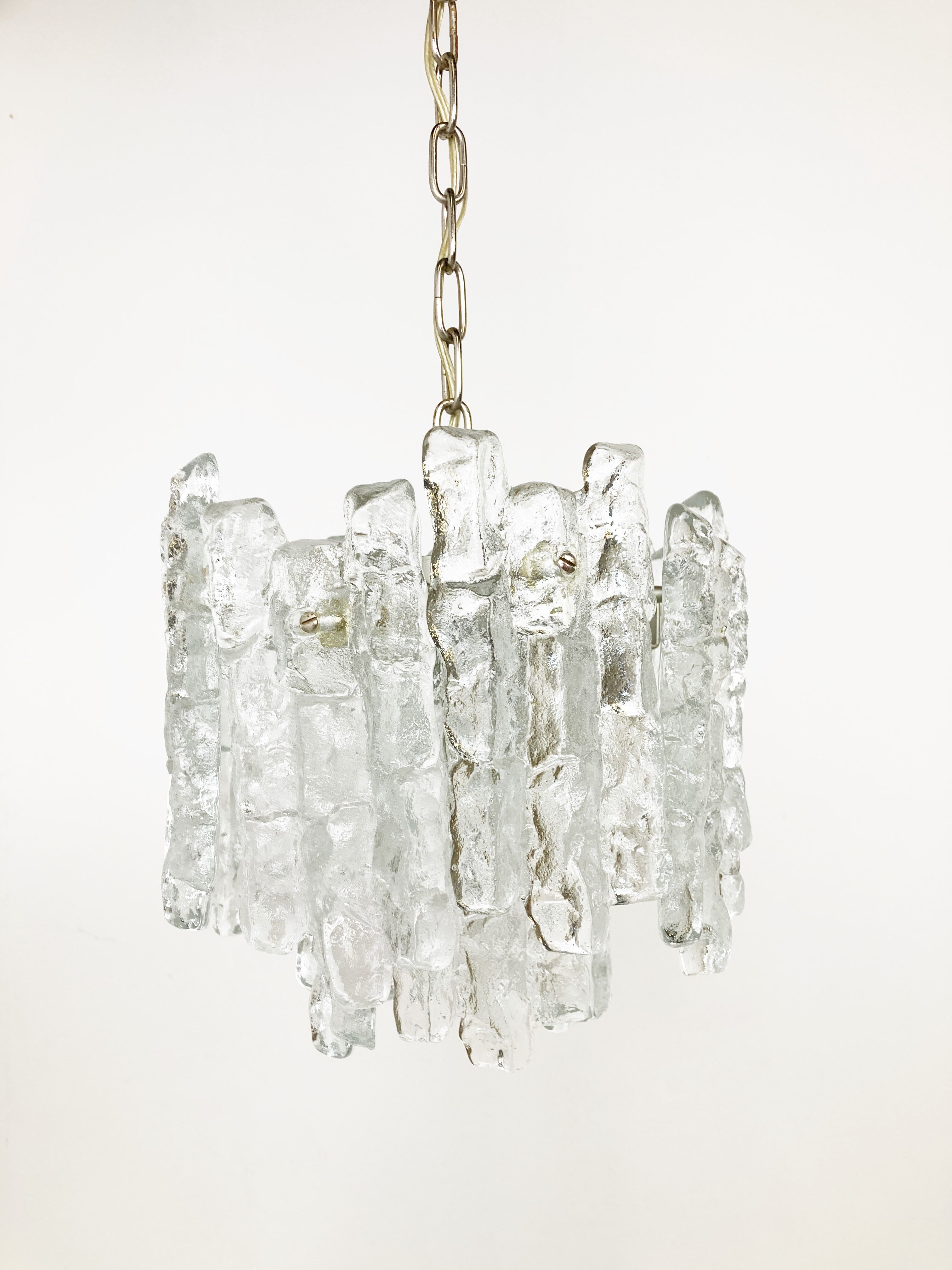 Ice crystal pendant light by Kalmar, 1960s