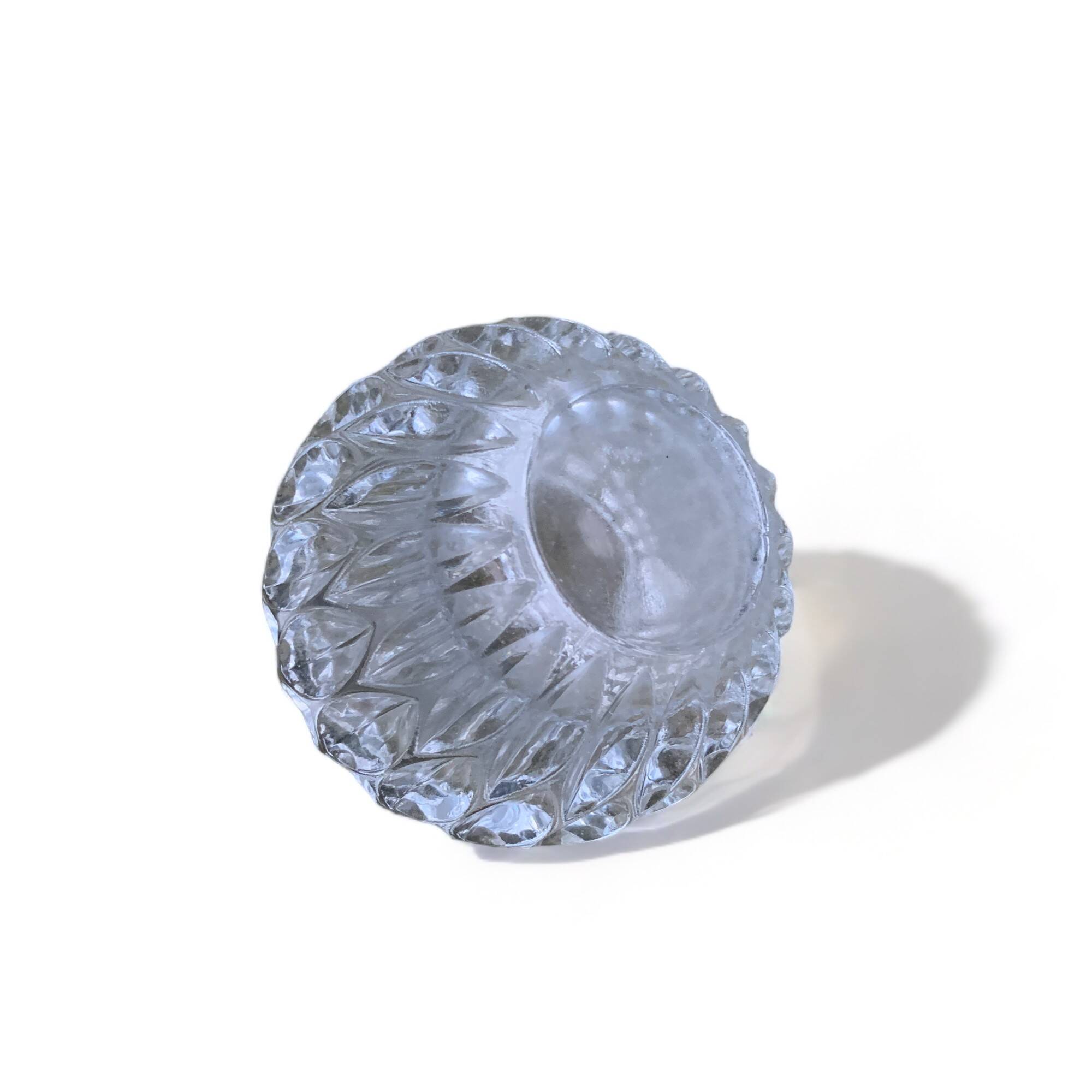 Chic and transparent decorative glass candle. Old vintage for candle or candle holder