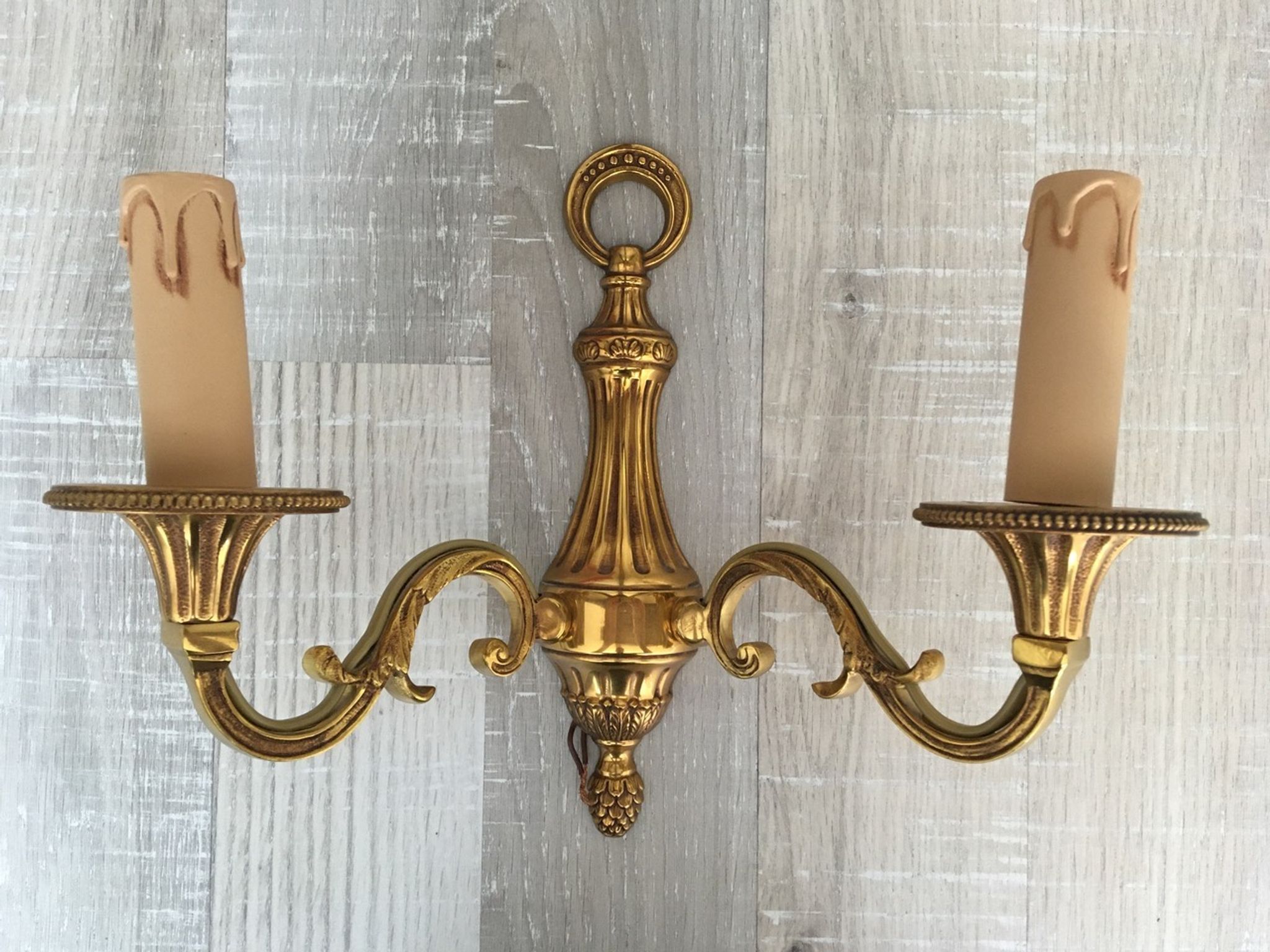 Solid brass wall lamp 2 arms