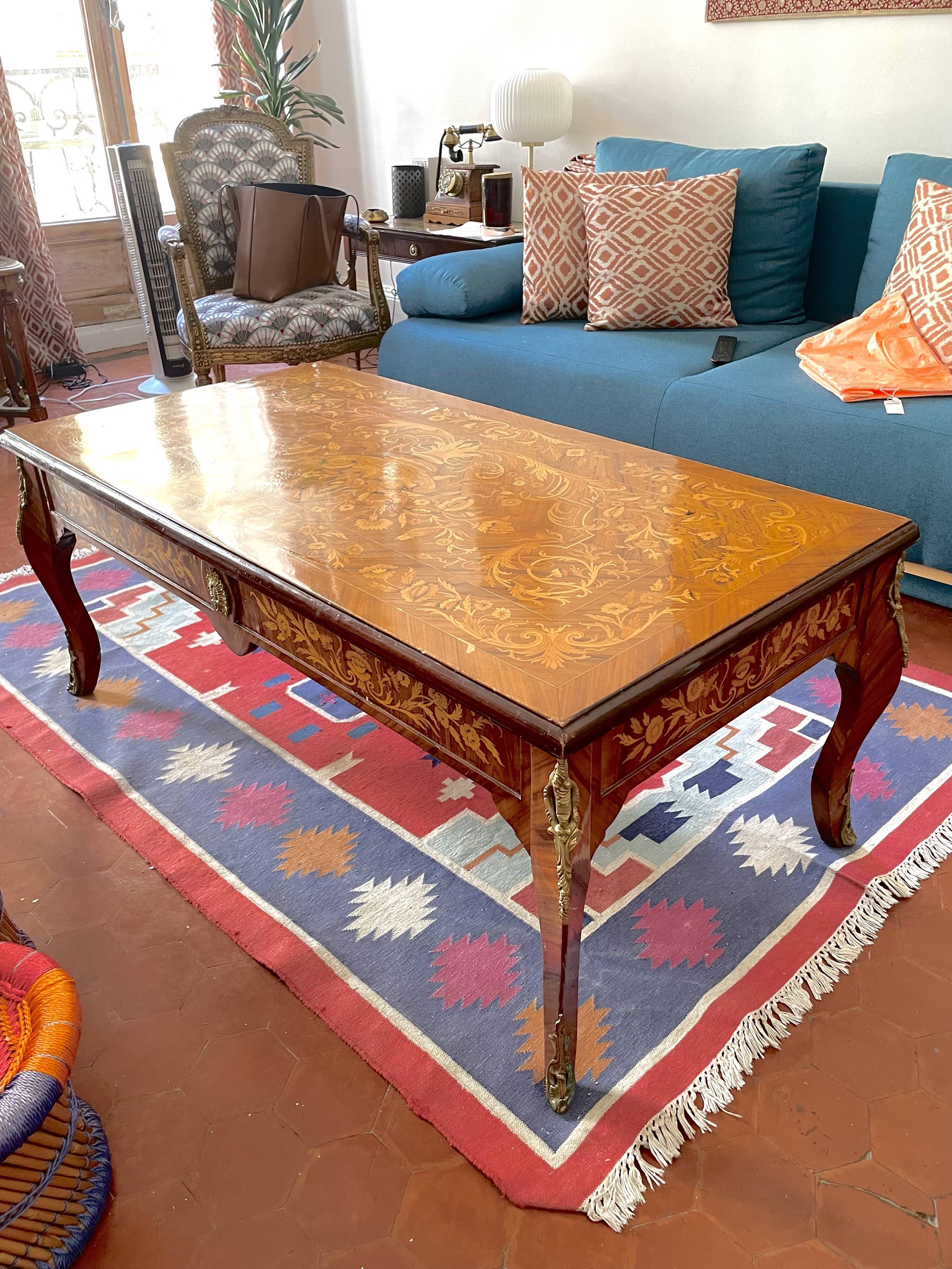 Antique marquetry coffee table