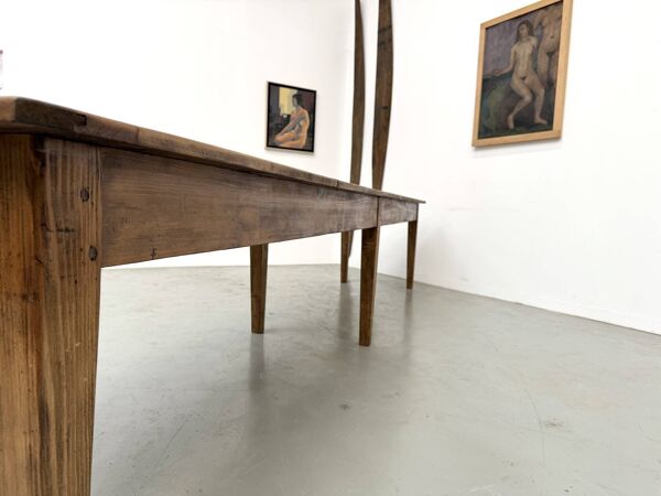 Table de ferme XXL 4 mètres en pin massif - 6 pieds - Années 50