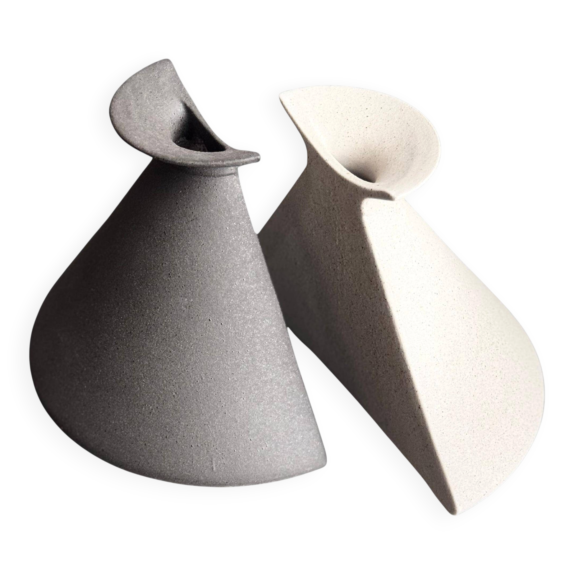 Pair of cream and grey ceramic vases from the 1970s