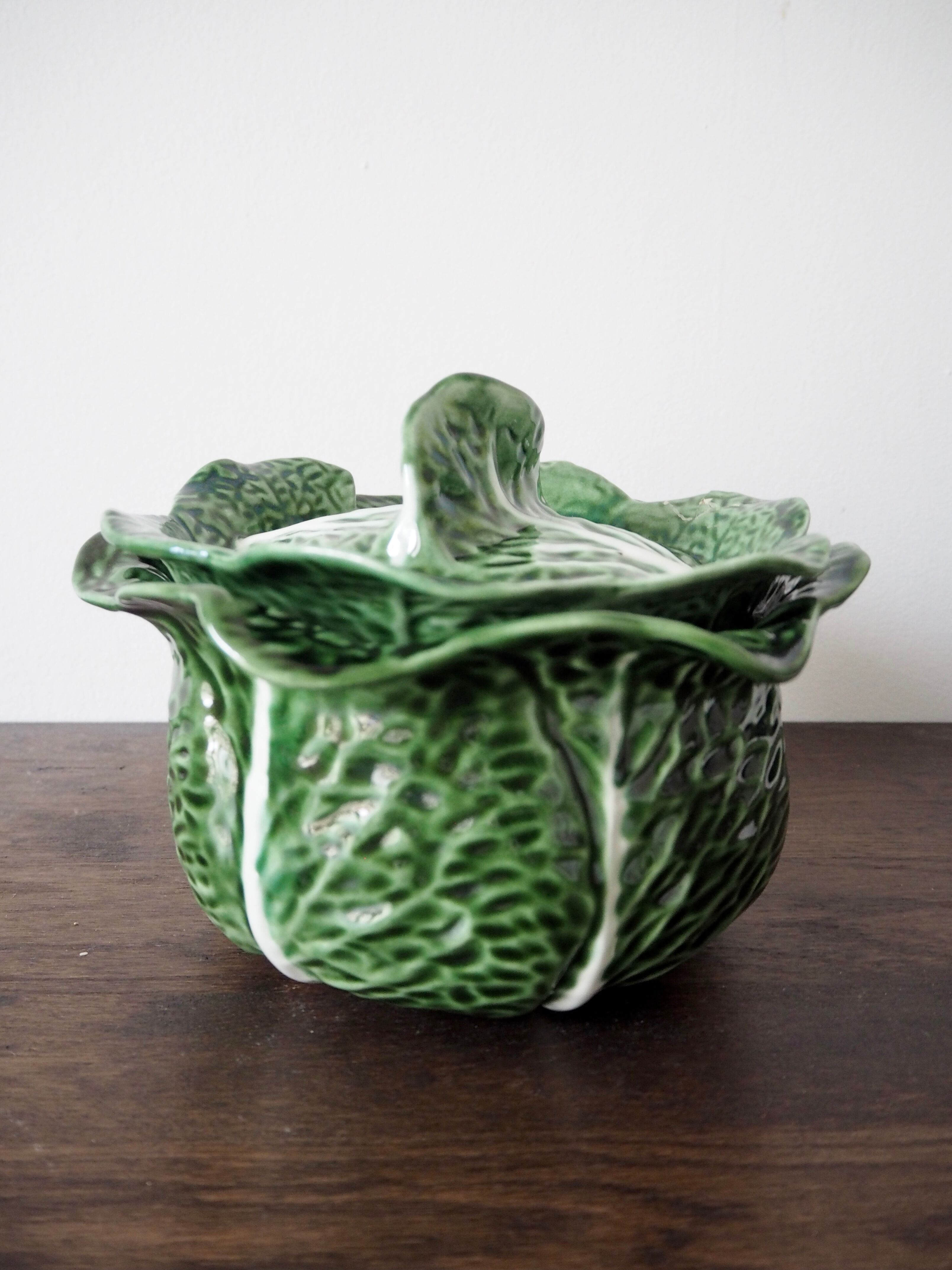 Souptureen and dish in cabbage slip