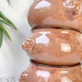 6 vintage lion head onion soup bowls – speckled beige stoneware