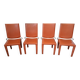 Set di 4 Sedie Design in Cuoio Arancione e Ferro Vintage