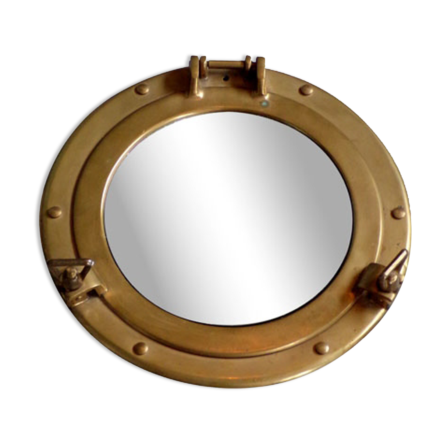 Vintage Hublot mirror in brass 30 cm in diameter