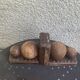Pair of vintage carved wood and metal ball bookends
