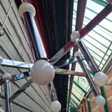 Vintage 8-arm chrome chandelier 1970