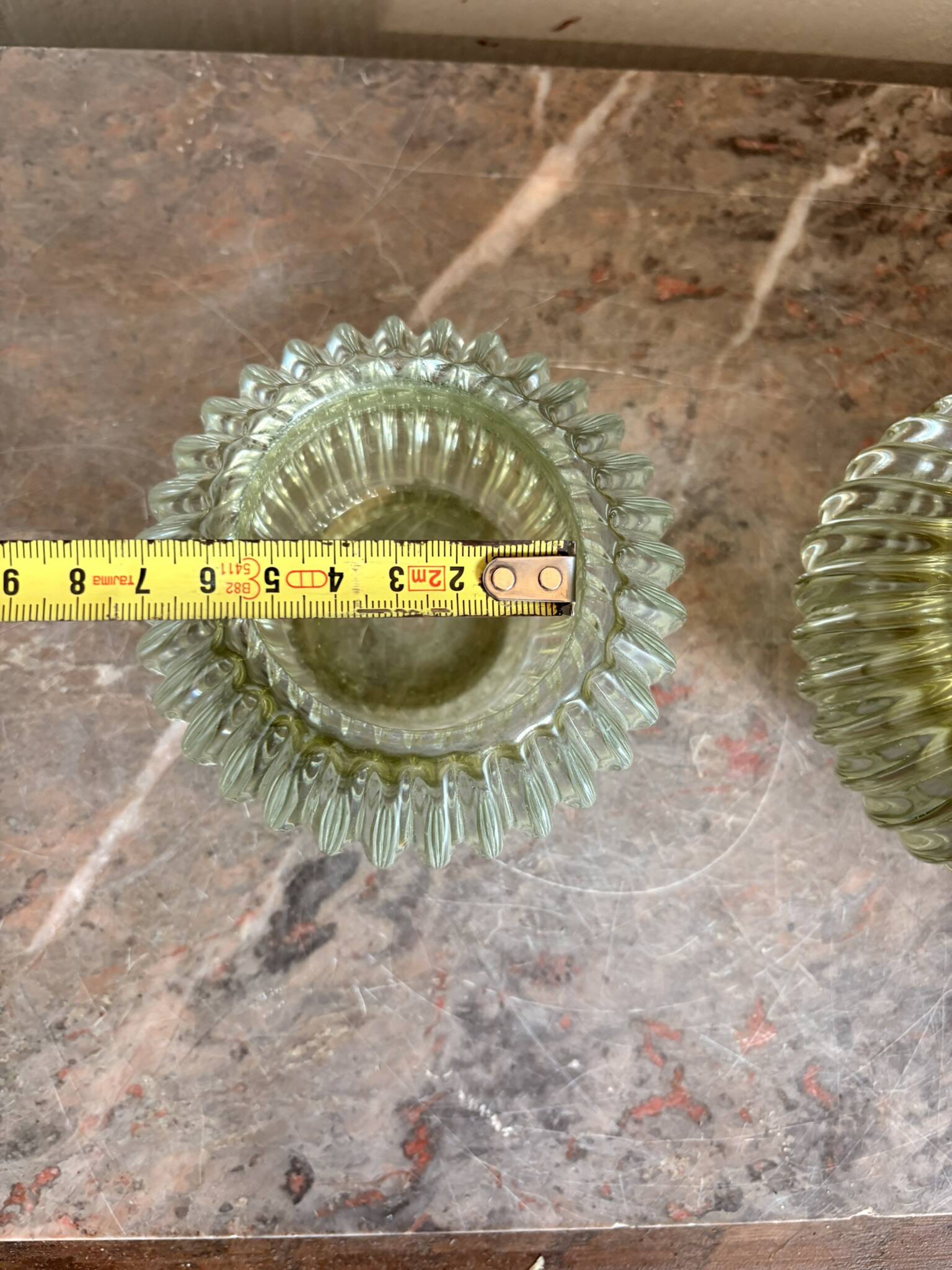 Pair of Vintage Round Glass Candle Holders