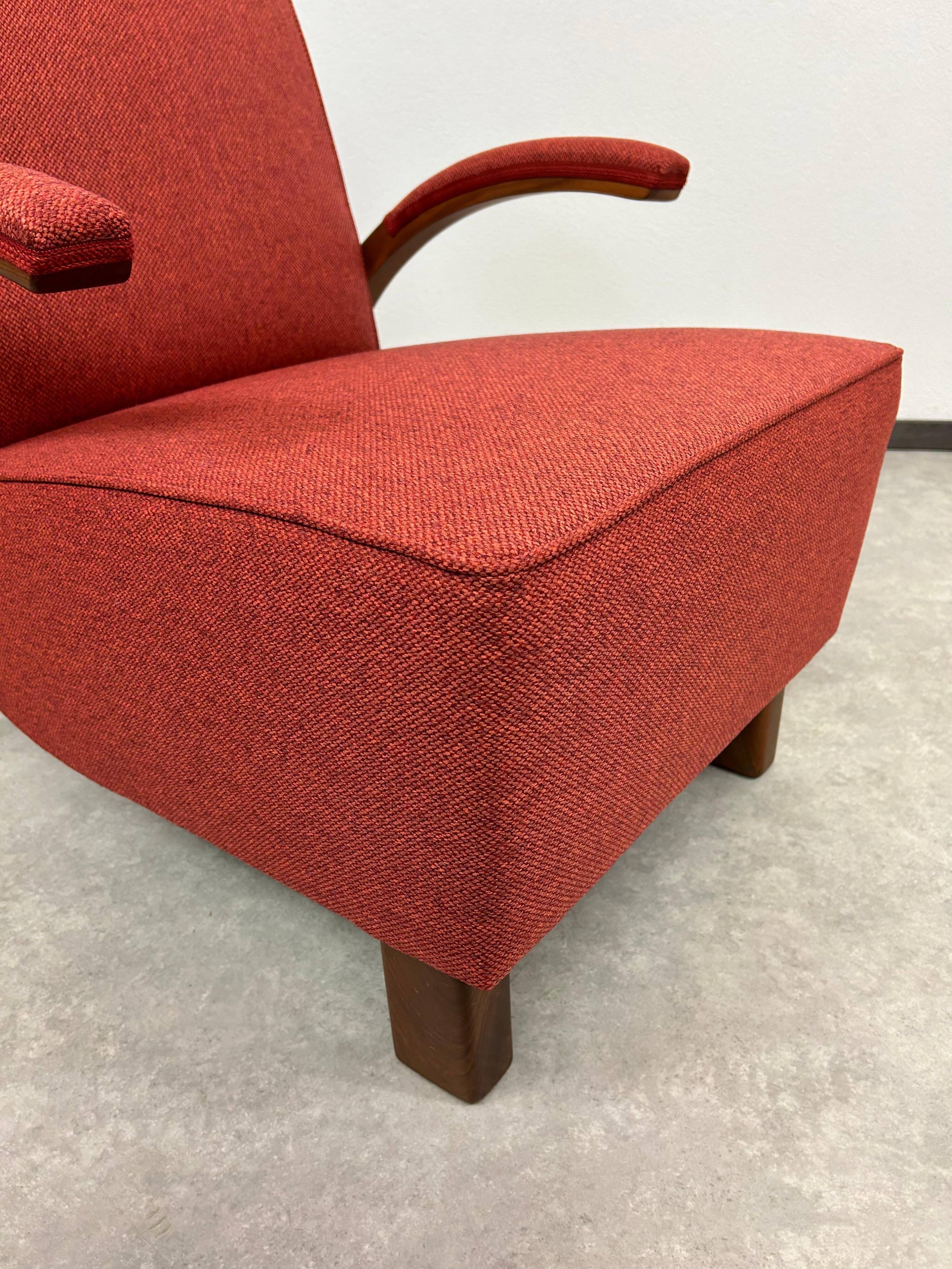 Red Art Deco lounge chairs
