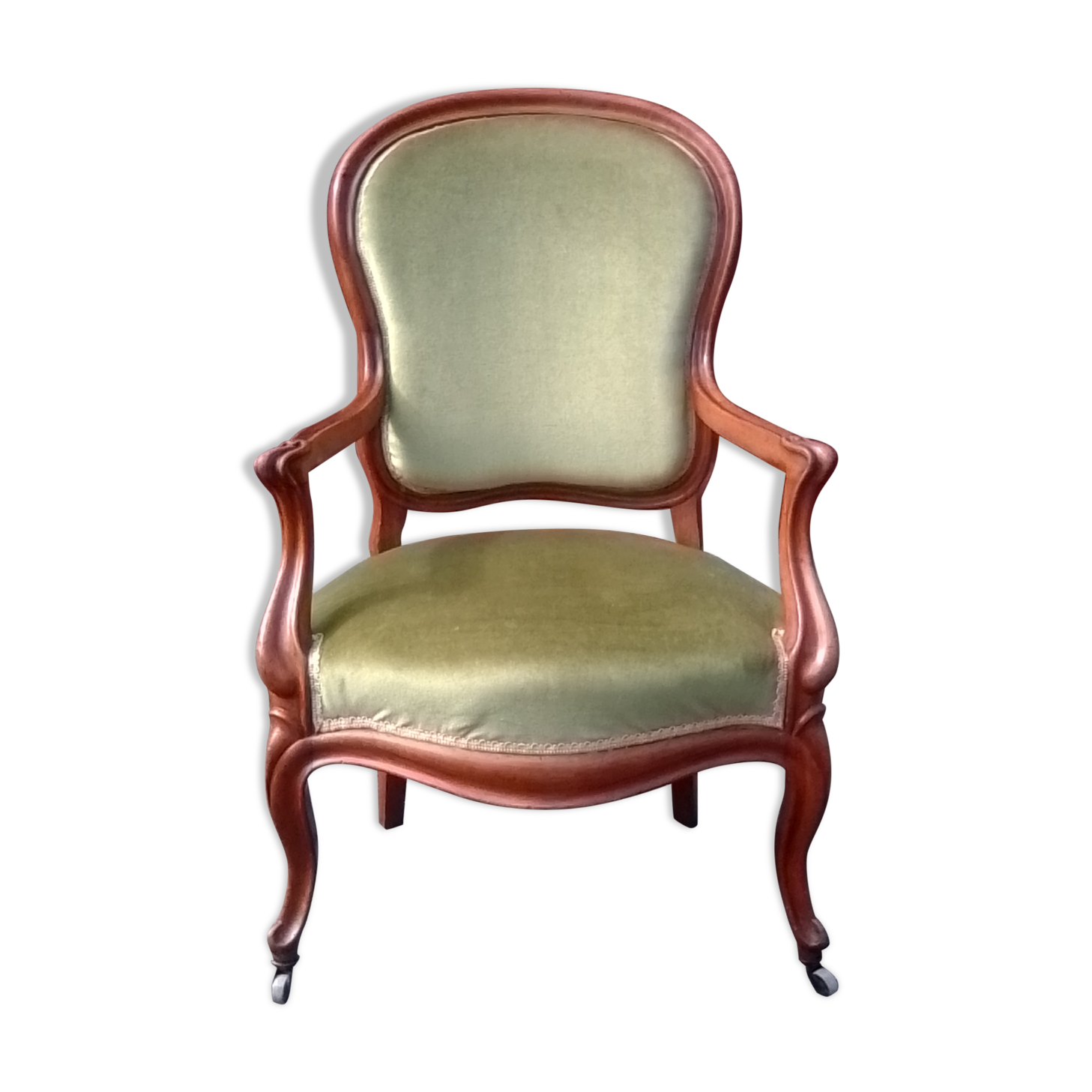 Louis Philippe style armchair velour green