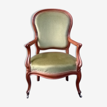 Louis Philippe style armchair velour green