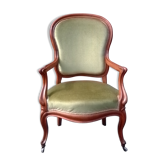 Louis Philippe style armchair velour green