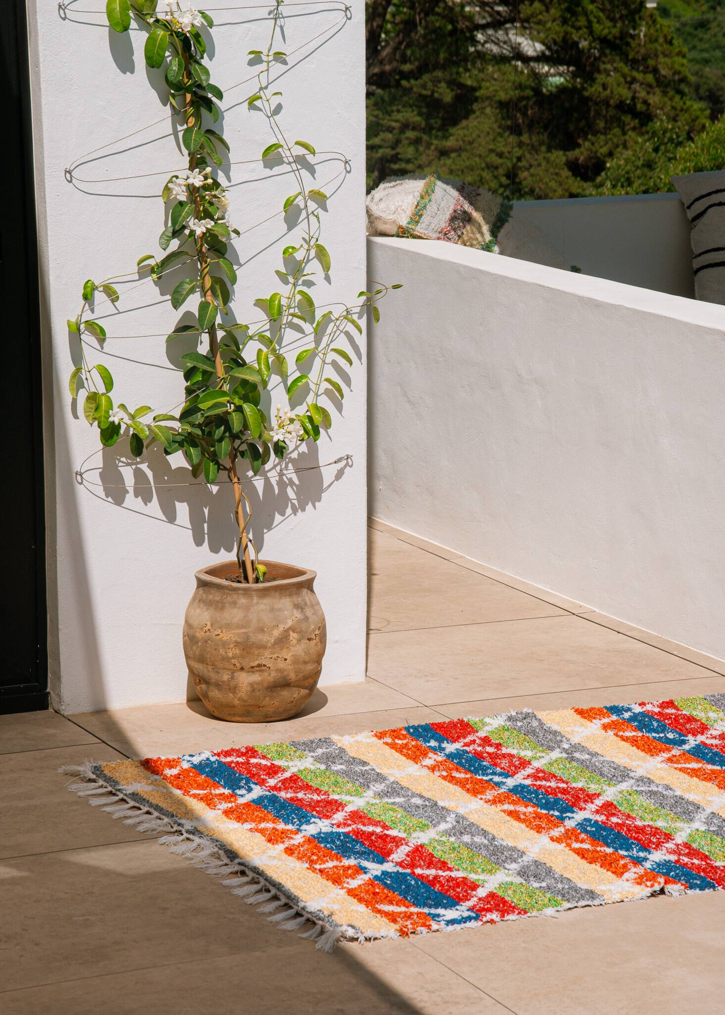 Recycled cotton handmade rug - Reversible - Multicolor