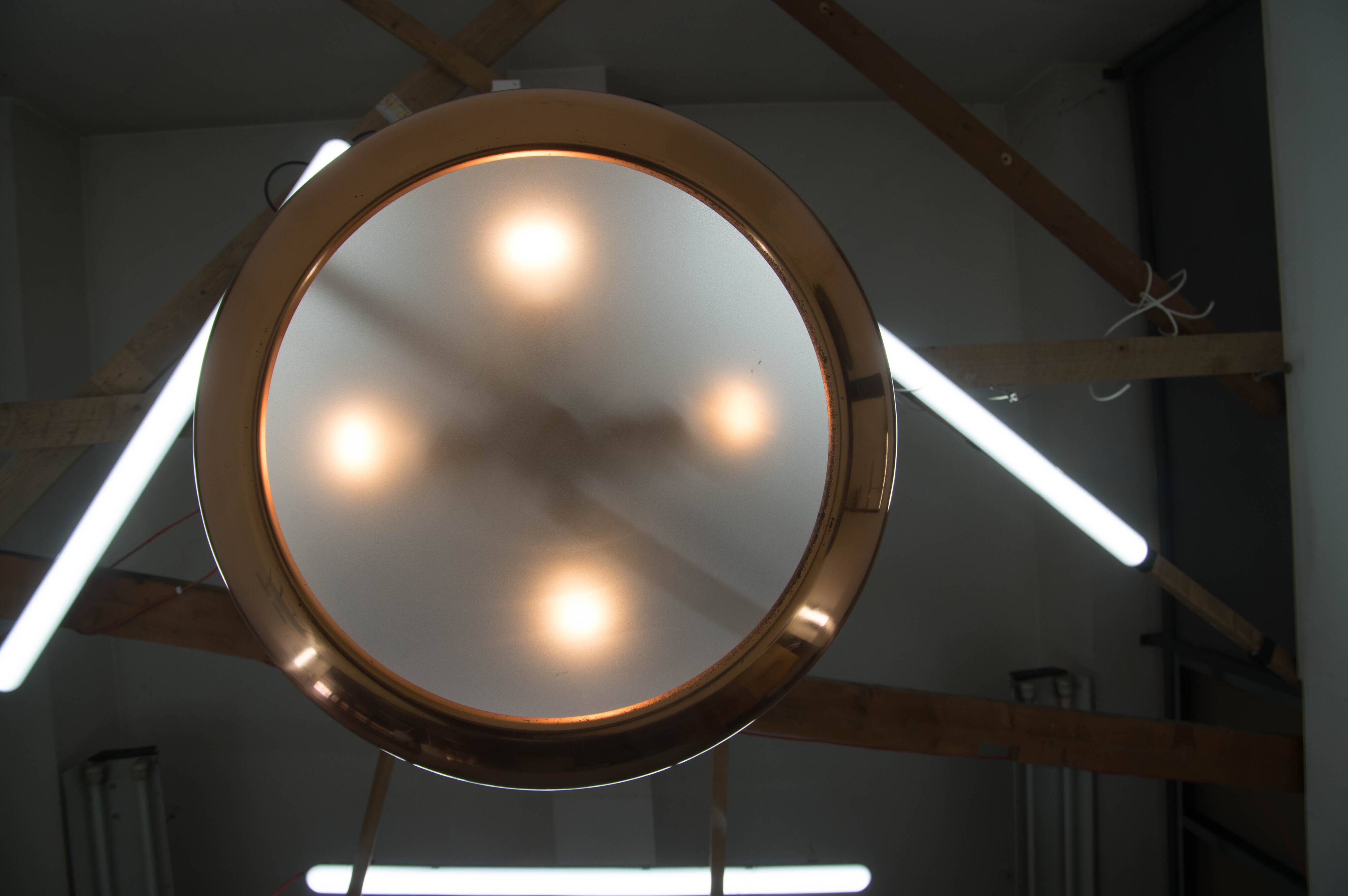 Lustre Bauhaus / Fonctionnaliste en Cuivre UFO, années 1930