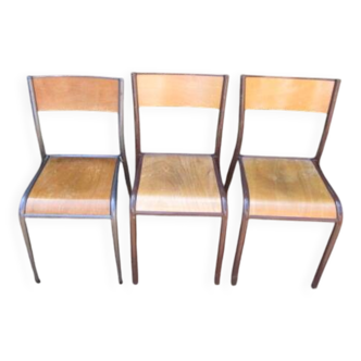 Lot de 3 chaises d'école anciennes