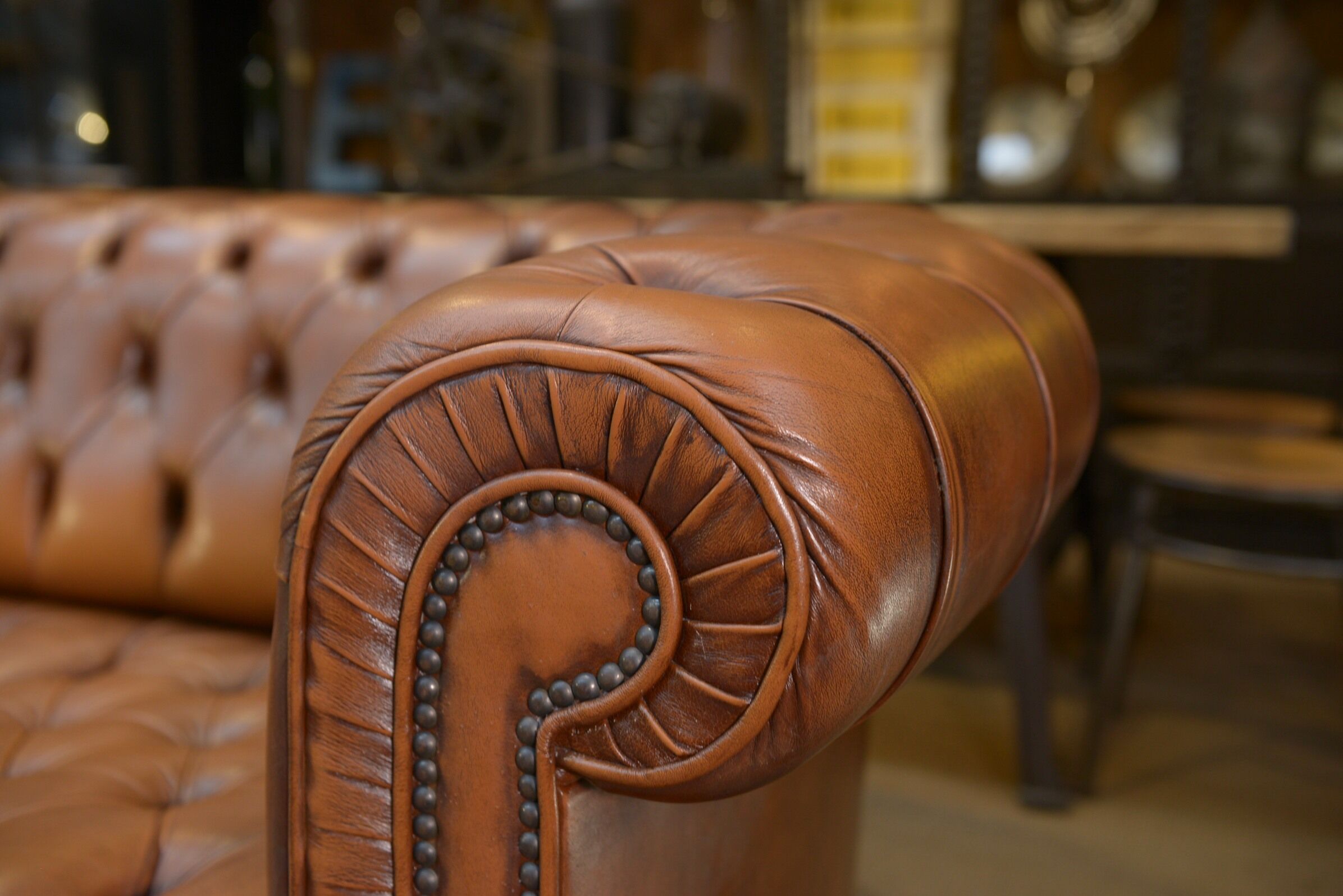 Chesterfield sofa 3 seater Vintage brown leather