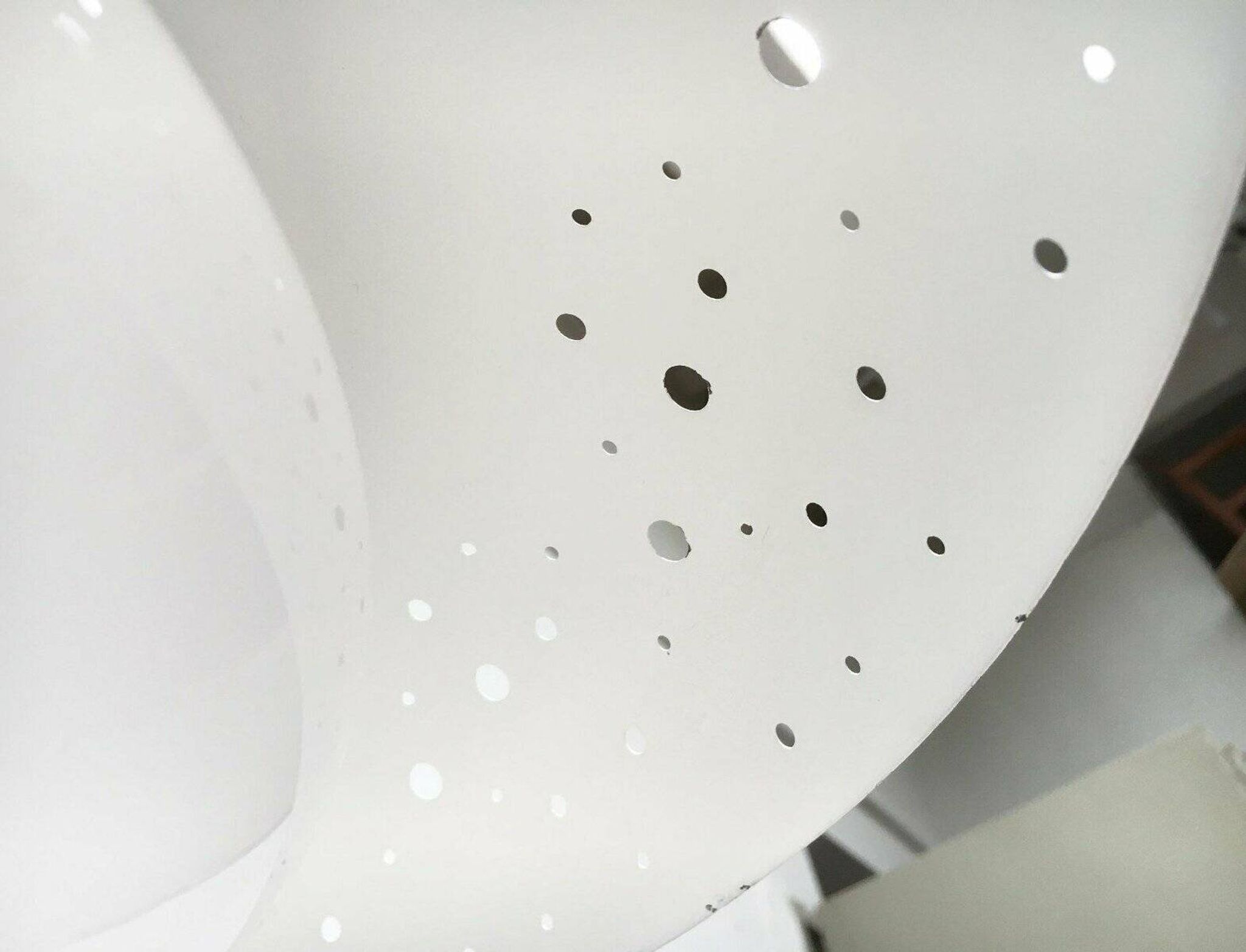 Perforated metal pendant lamp in mid-century style attributed to Ernest Igl for Hillebrand Leuchten, 1960s.