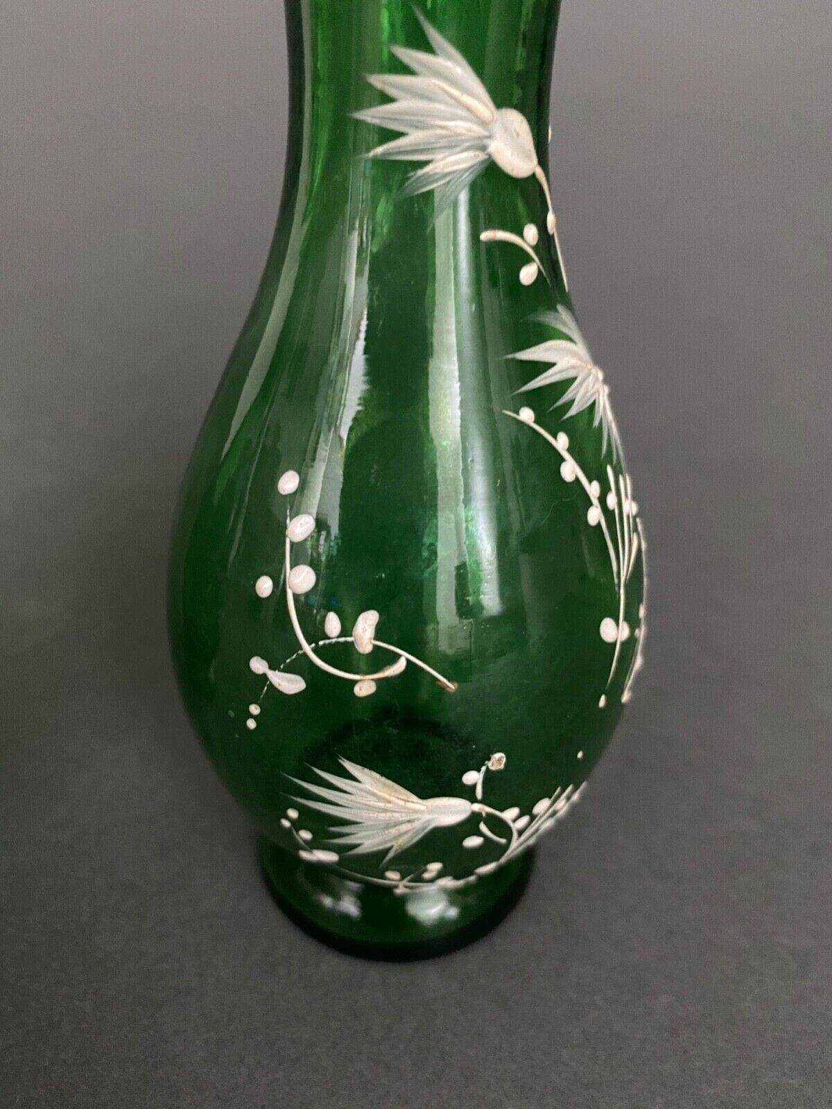 Pair of Marie Gregory vases in green floral decoration enamelled 1900