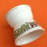 Art Nouveau Gadrooned Diabolo Egg Cup White Porcelain with Frieze Decoration
