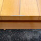 Dining table in beech wood with stripes of hibiscus, italy 70s