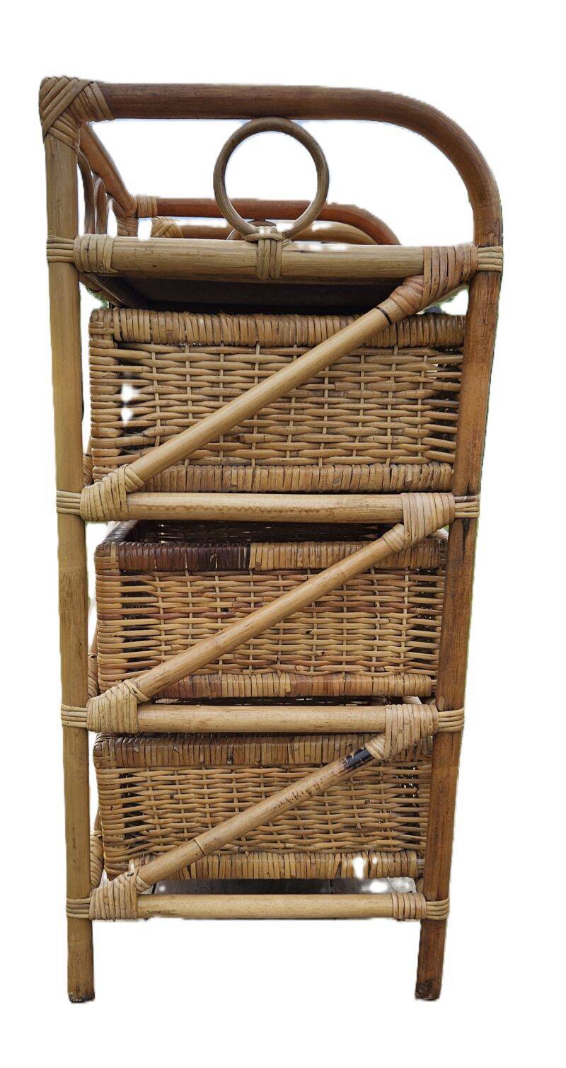 2 vintage bamboo and rattan bedside tables from the 1970s