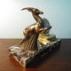 Perpetual calendar on marble base with marble patinated regulated decoration, 60s