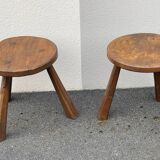 Pair of brutalist tripod stools