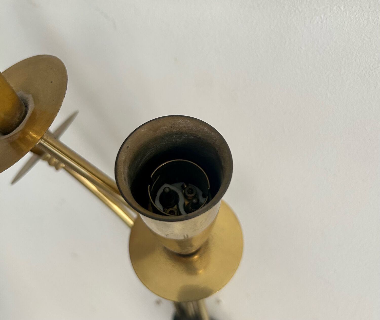 Pair of vintage wall lamps, solid brass, France 1950