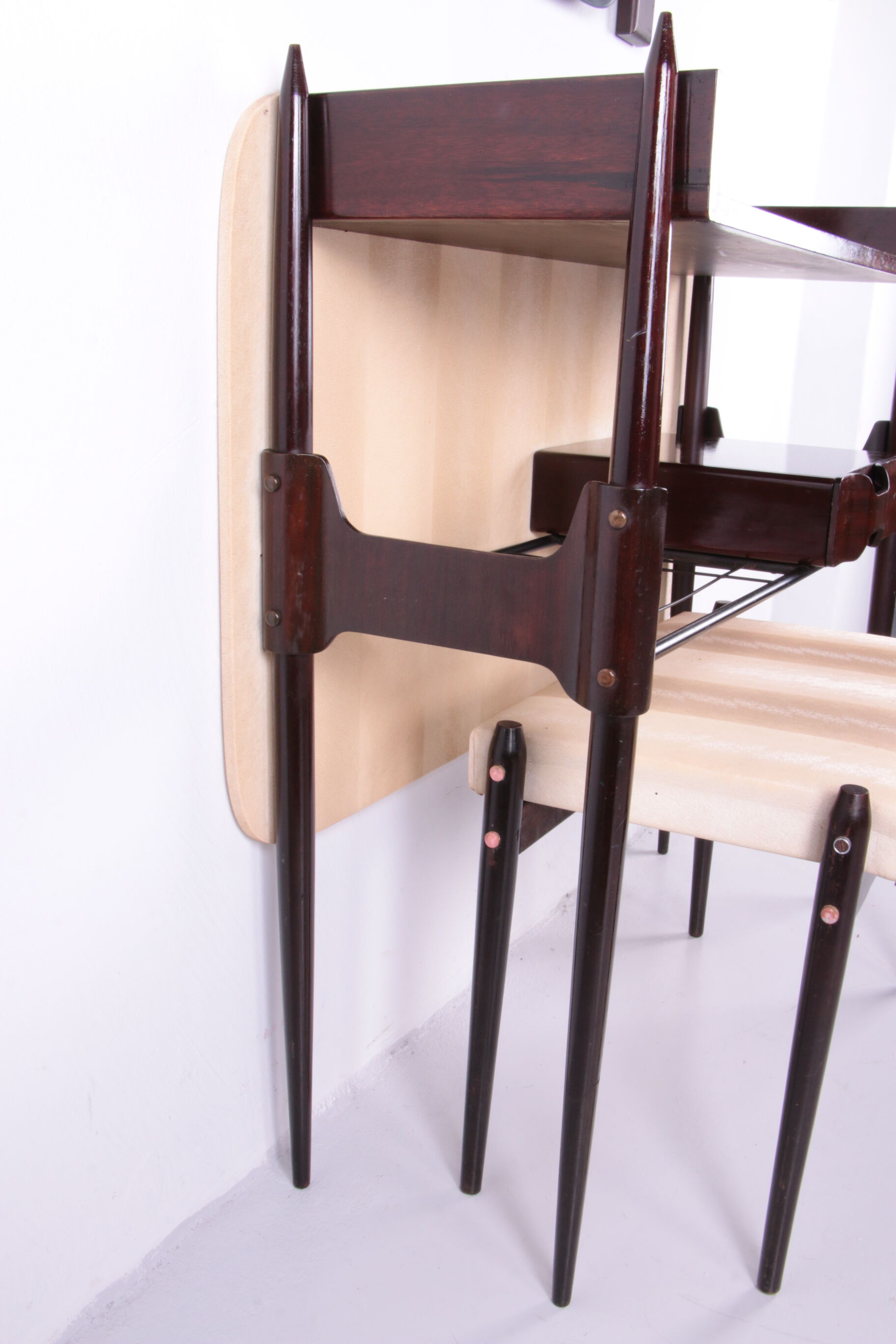 Ico Parisi Wall unit with mirror and stool 1950 Italy