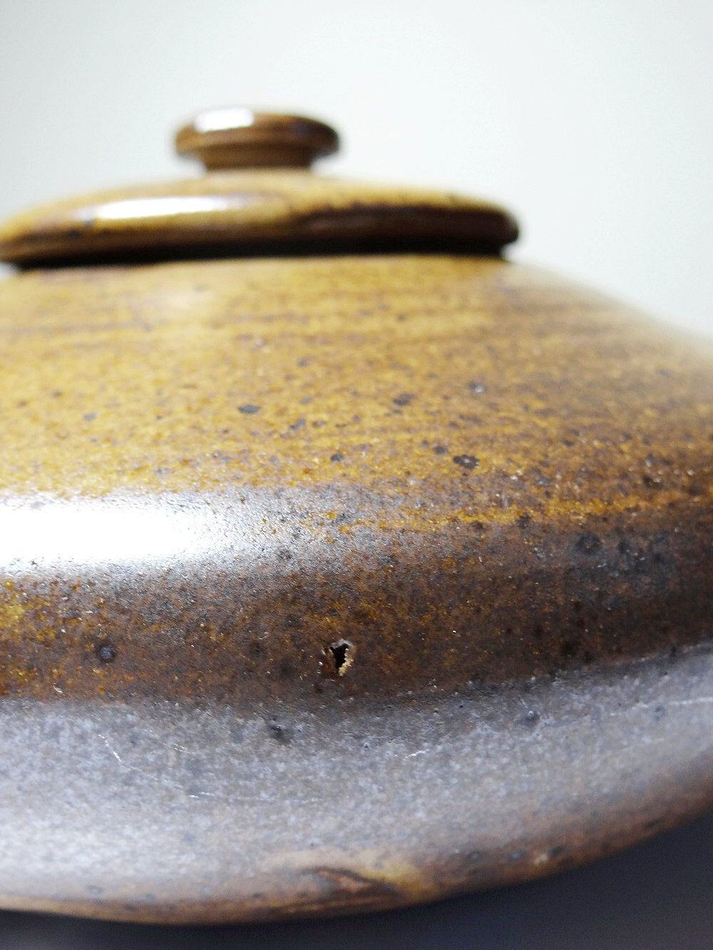 Vintage Japanese-style teapot from the 70s-90s, handmade brown stoneware signed Pichon.