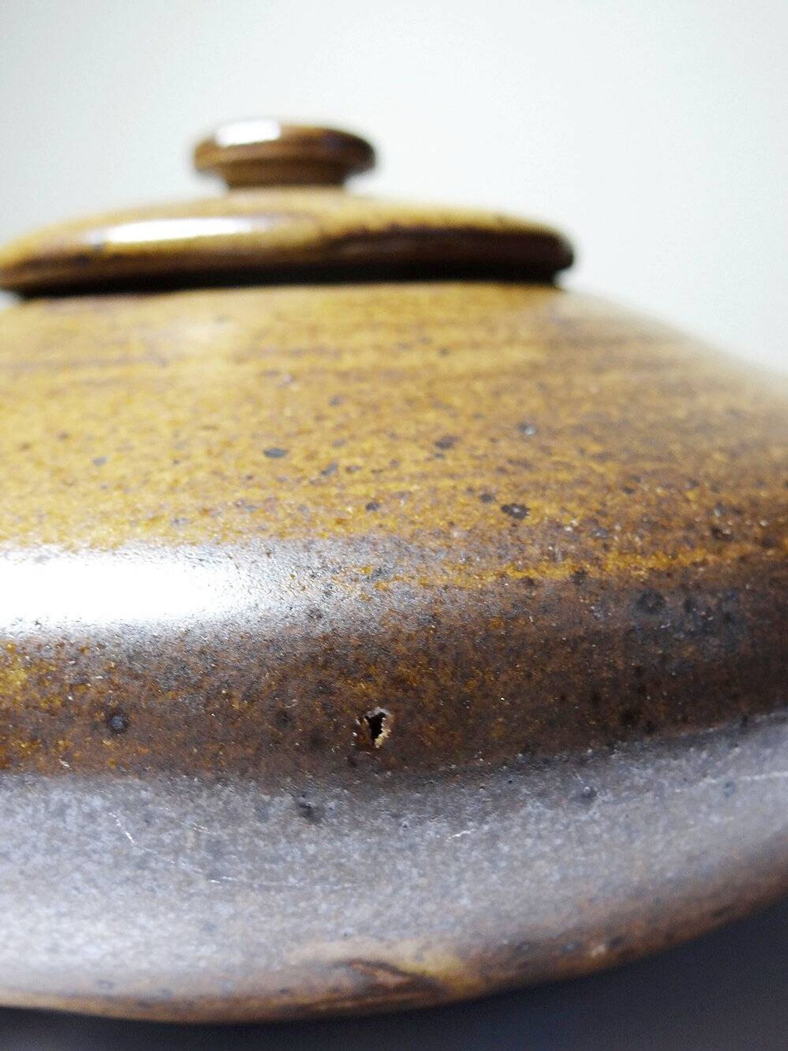 Vintage Japanese-style teapot from the 70s-90s, handmade brown stoneware signed Pichon.