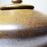 Vintage Japanese-style teapot from the 70s-90s, handmade brown stoneware signed Pichon.