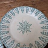 Set of 6 old flat plates, Annam model, opaque porcelain from Gien Terre de Fer