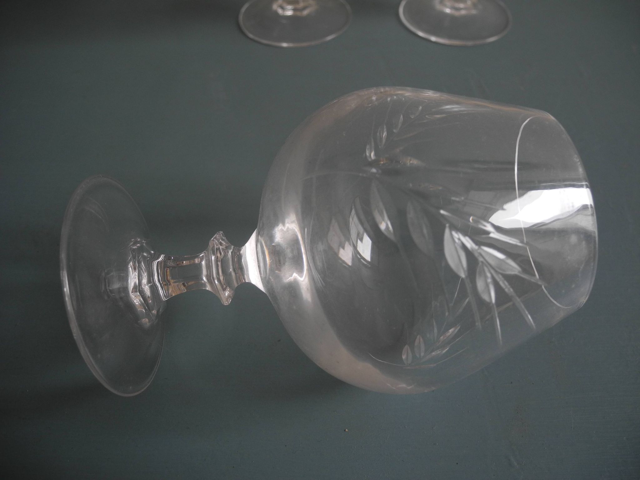 6 vintage French crystal glasses Fleury Arques cognac glasses