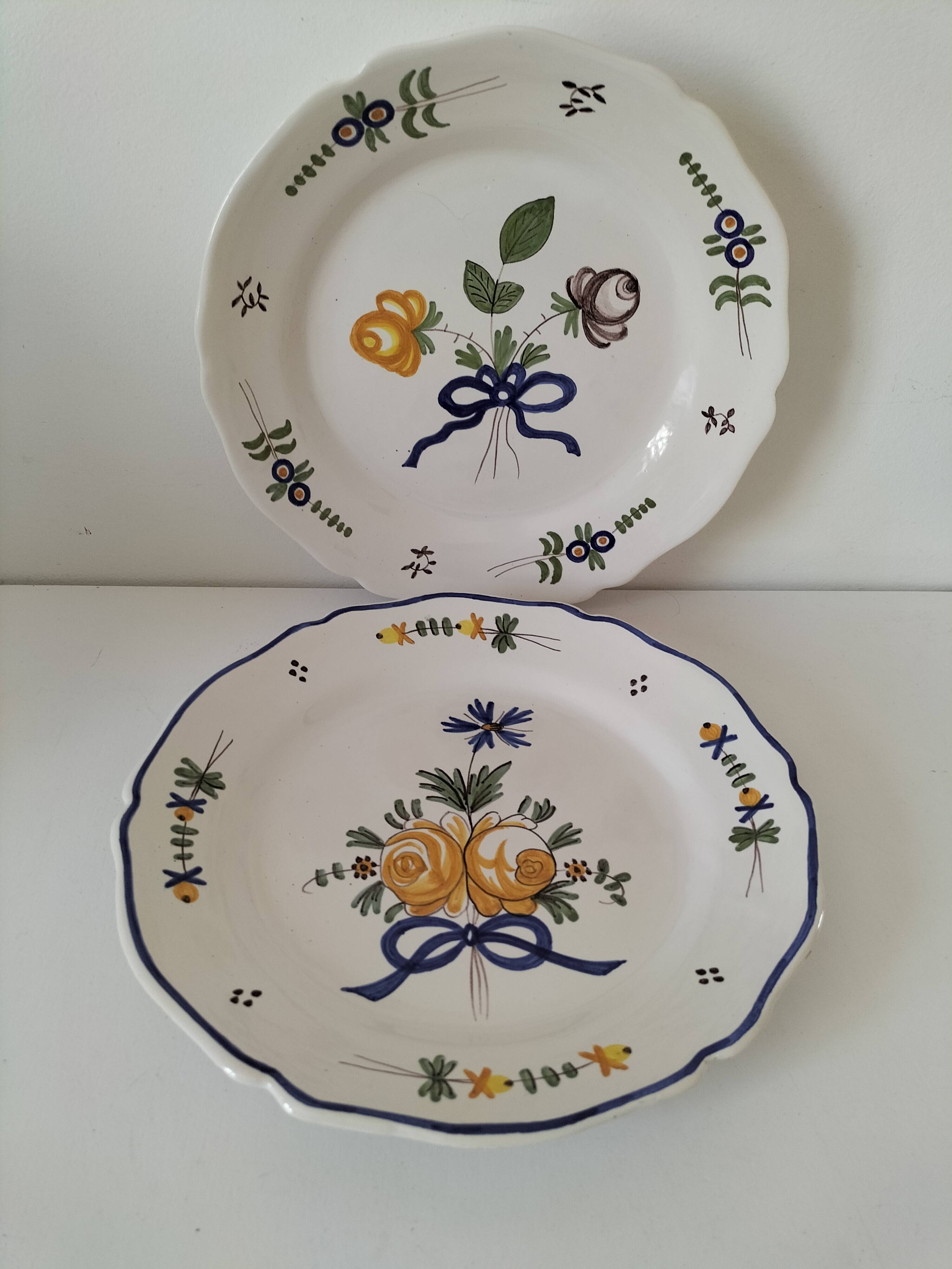 Pair of antique hand-painted plates