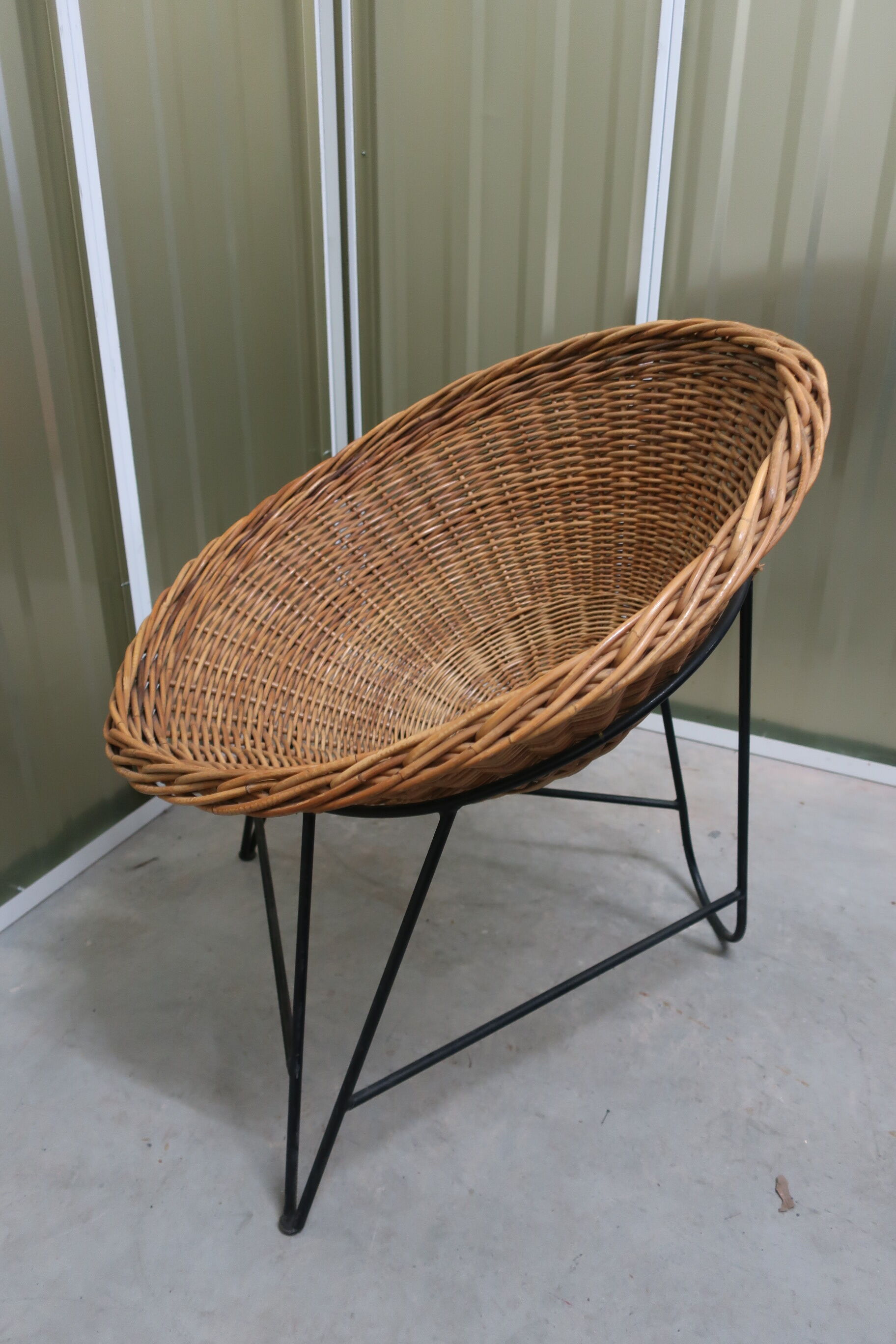 1960s rattan basket armchair