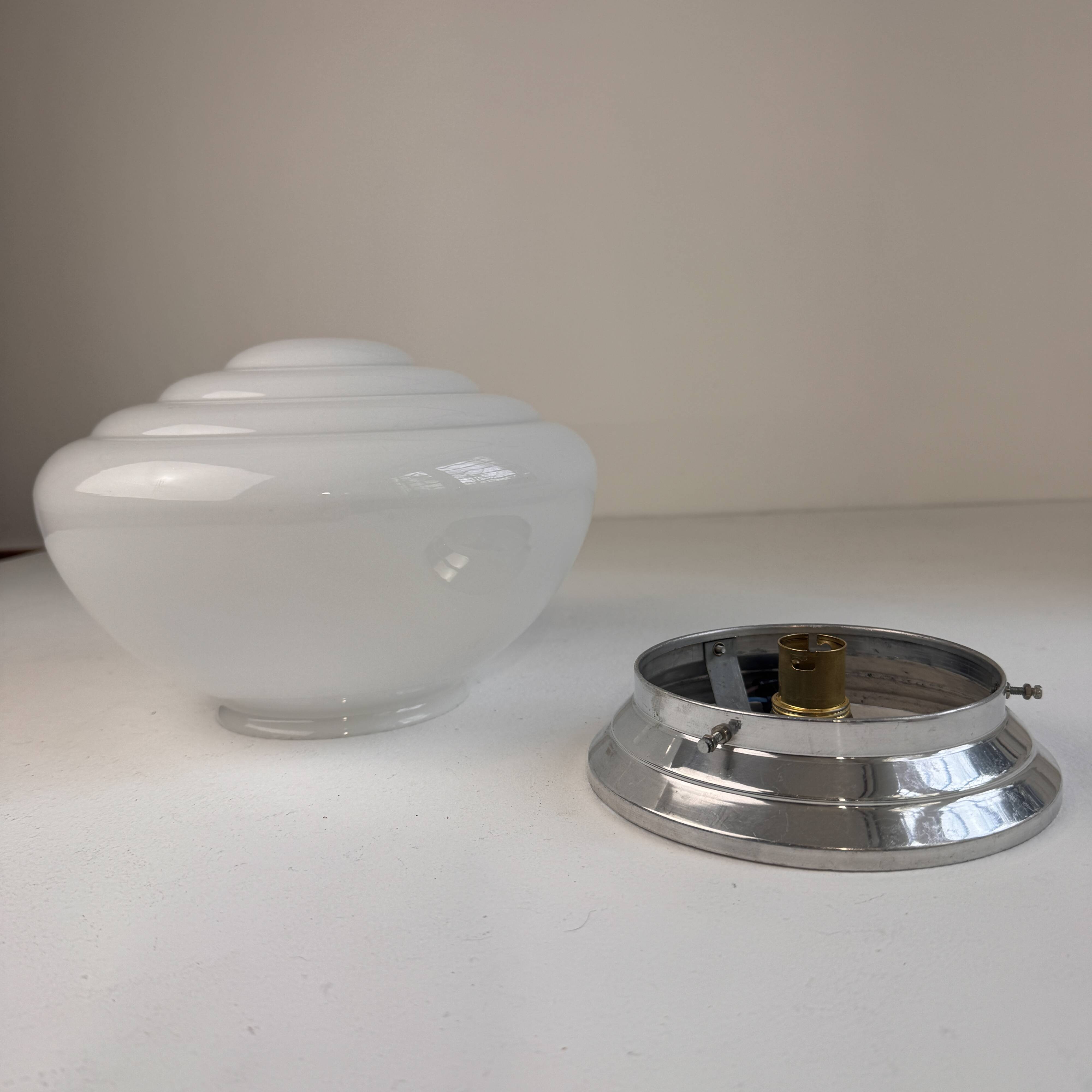Antique applique or ceiling light in opaline art deco