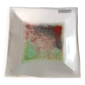 White ceramic and green crystal glass catch-all by Daniel Schletti.