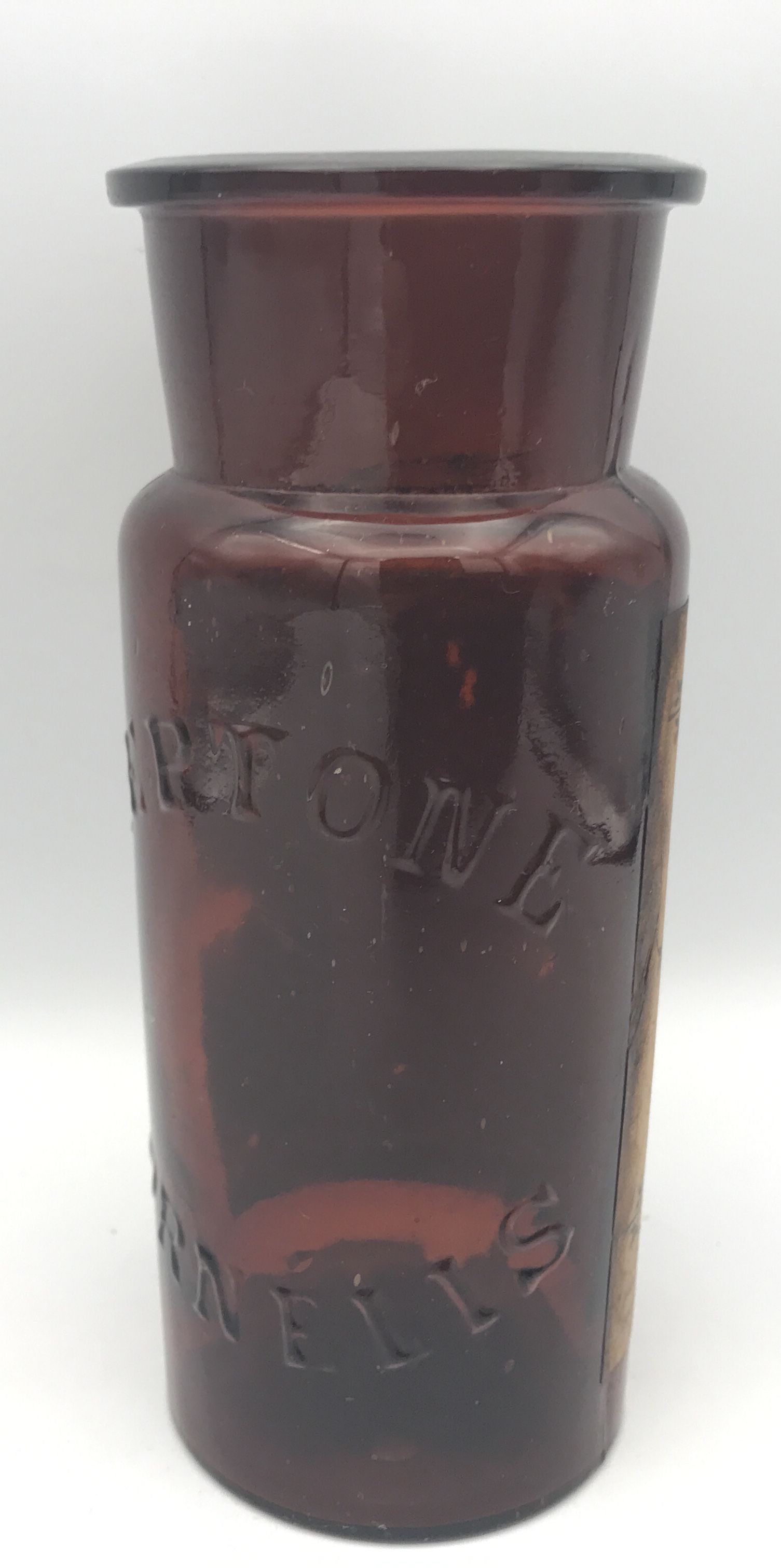 Jar old pot of pharmacy of hospitals in brown glass "peptone cornelis"