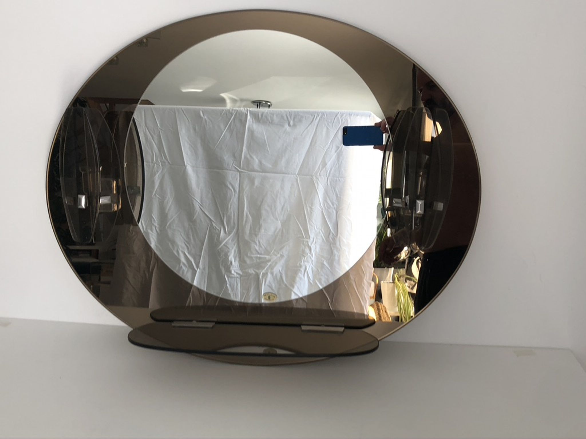 Lupi Crystal Luxor Mirror with 2 integrated wall lights and shelf