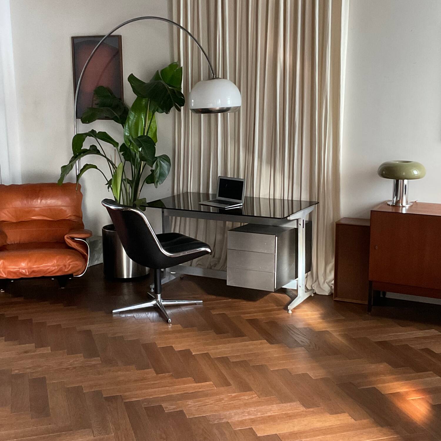 Marsala leather armchair Ligne Roset vintage 1970s