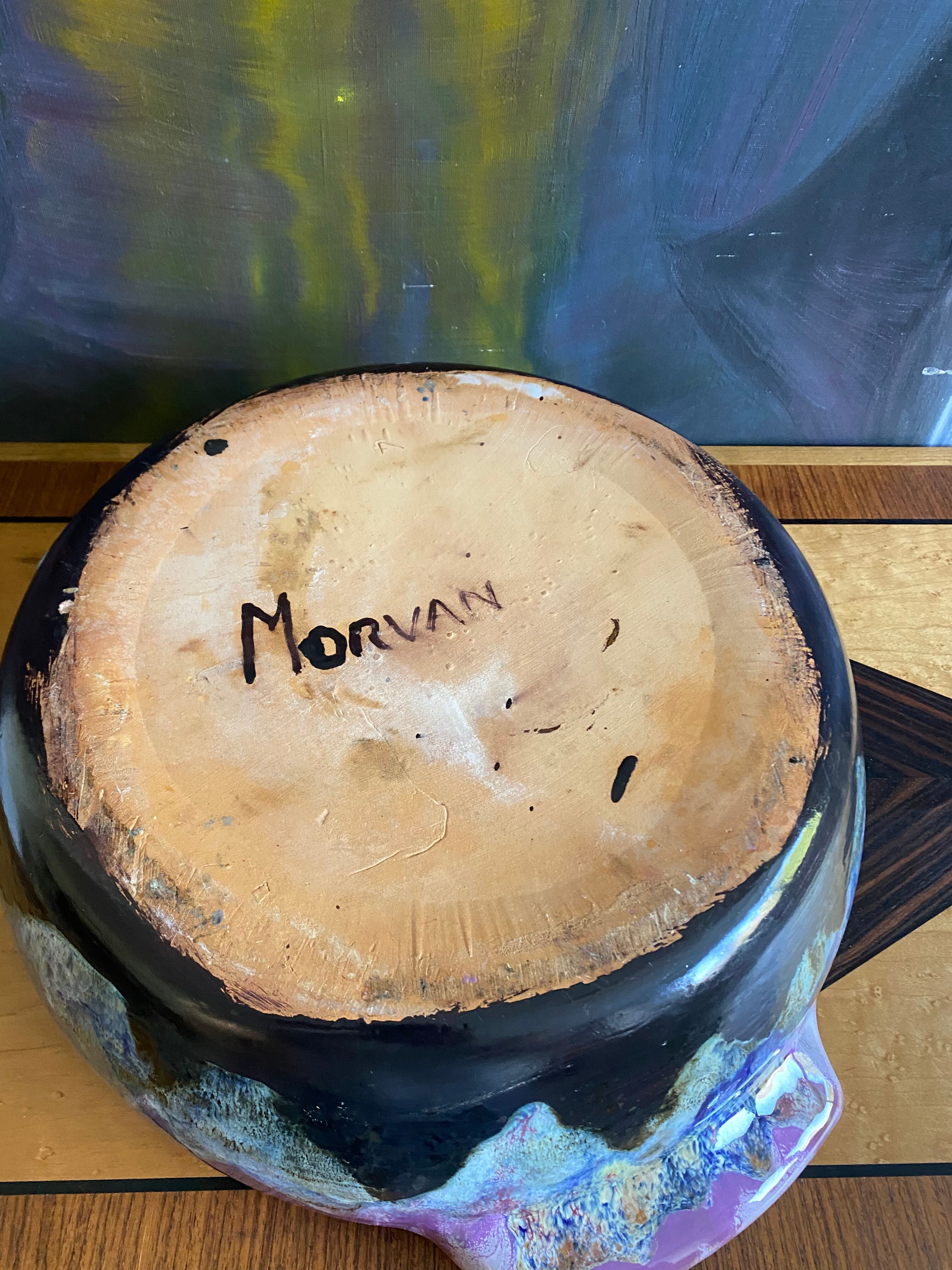 Enamelled earthenware dish of vintage Morvan