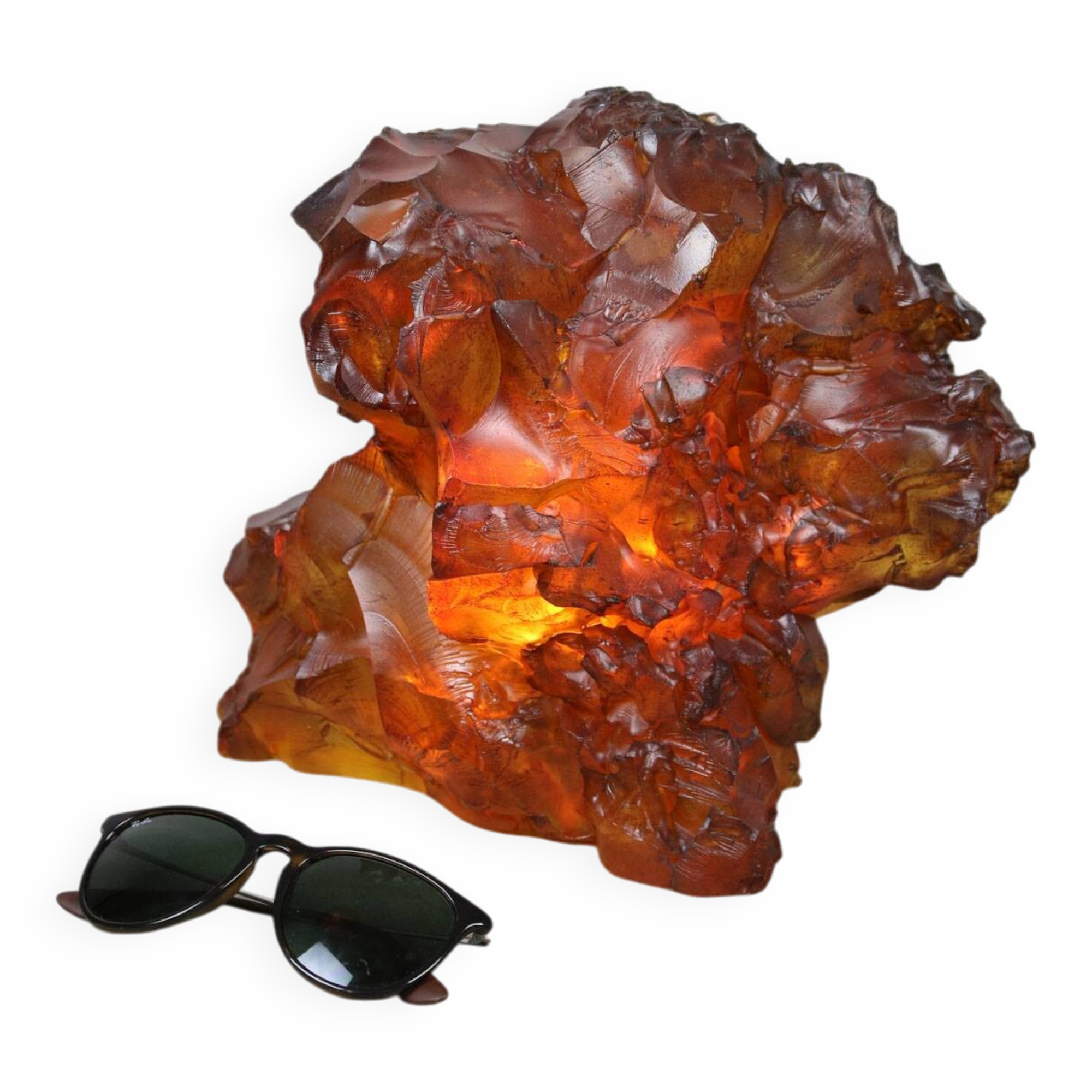 Vintage Italian Orange Sculpture Lamp, 70s