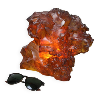 Lampe sculpture orange italienne vintage, années 70