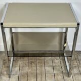 Vintage 70's side table in chrome and beige metal