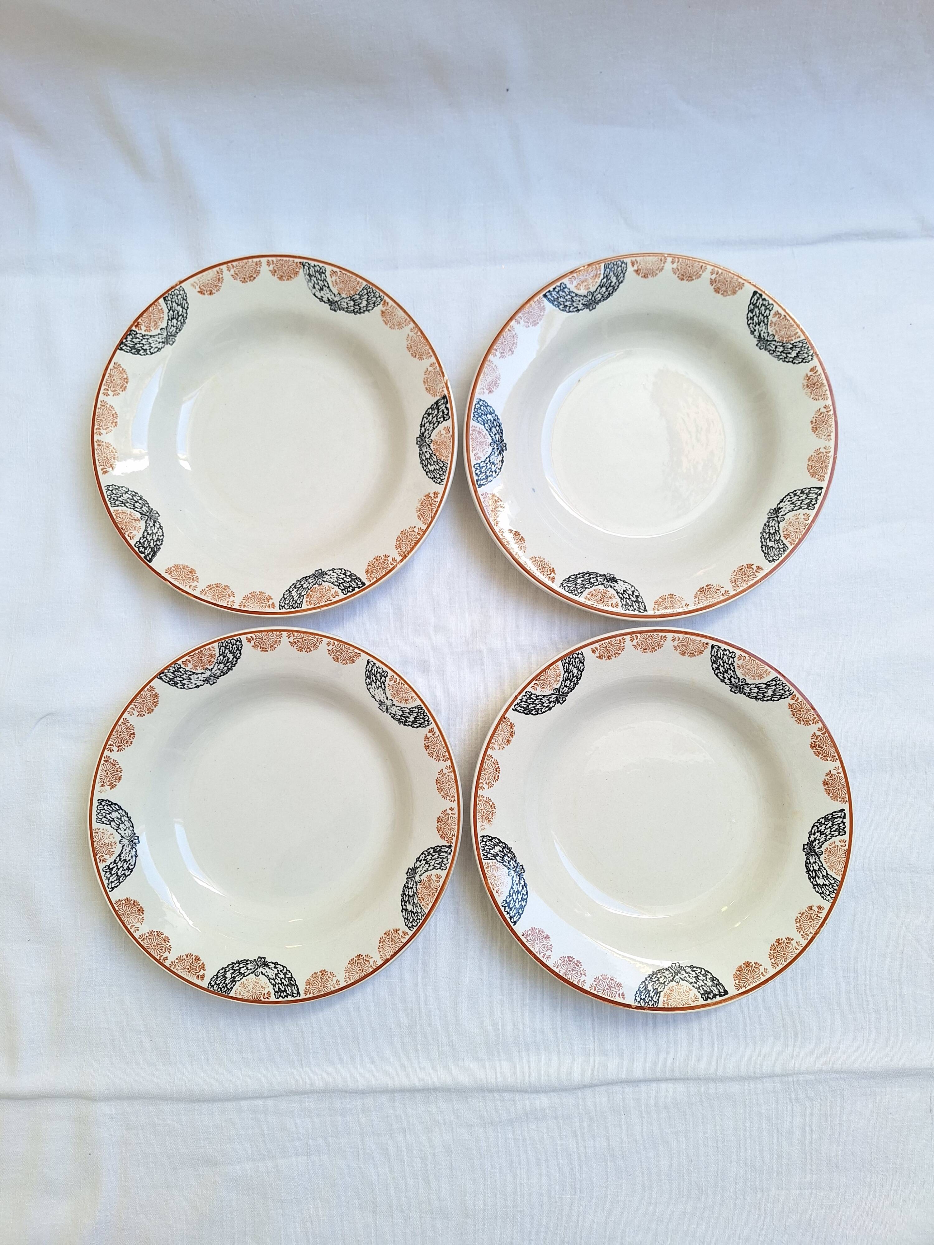 Assiettes creuses HBCM modèle Pauline orange et noir