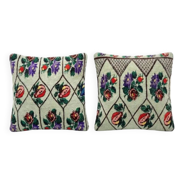 Set of 2 vintage kilim cushion covers 51x51 cm