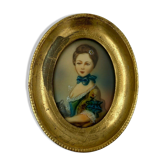 Miniature femme au chat XXeme