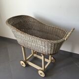 Wicker pram on wheels
